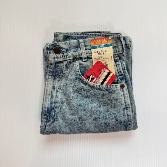 VTG 80s NWT High Rise Acid Wash Jeans Women's 8 Petite Americana USA Deadstock - Picture 15 of 15